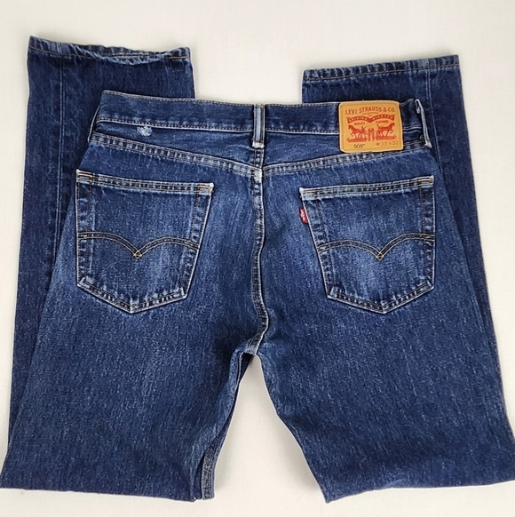 Levis 505 Straight Leg Medium Wash 100% Cotton Denim Jeans 33 × 32 - Picture 5 of 9